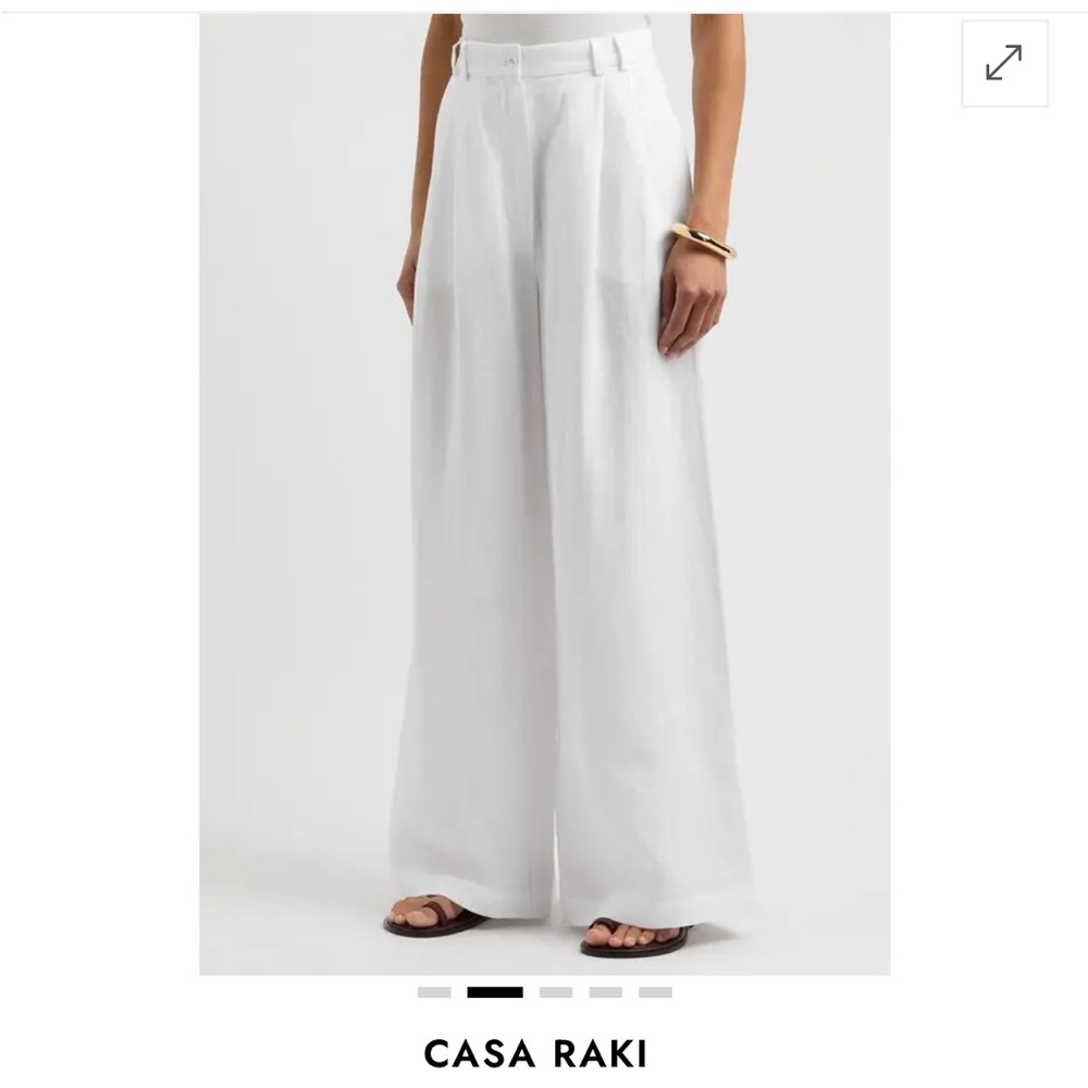 Casa Raki White Wide-Leg Linen Trousers